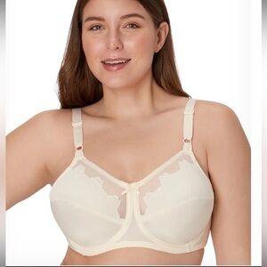 Bali Floral Lace Trim Full Coverage Underwire Beige Bra 42DD